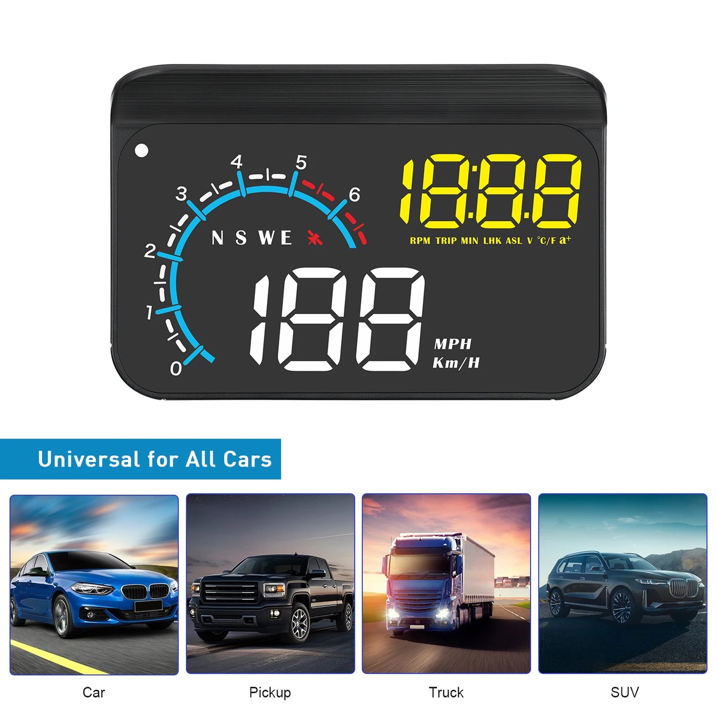 Car OBD2 HUD OBD Head Up Display Overspeed Warning System Speedometer Projector Windshield Auto Electronic Alarm System M12
