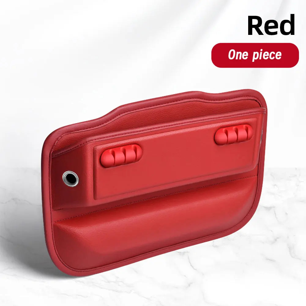 Car Seat Gap Storage Box Seat Gap Filler Leather Storage Organizer Cable Management Automotive Accessories Red Black Brow