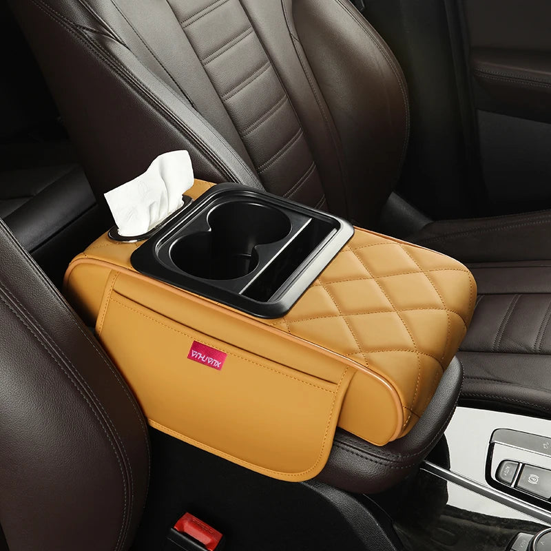 Multifunctional Side Storage Paper Box Increase Height Car Central Cushion Mat Car Accessories Universal Armrest Cover Leather