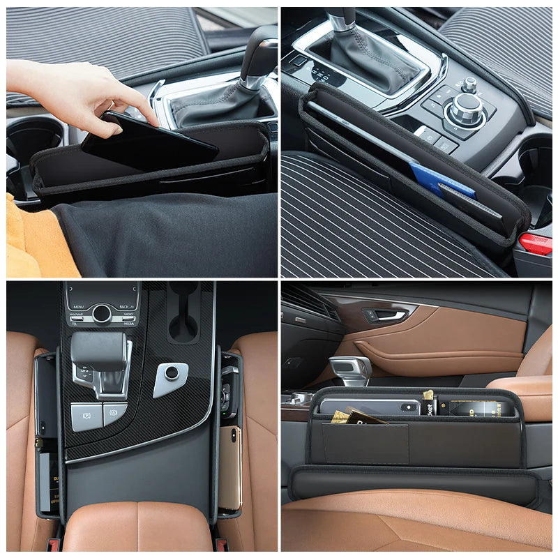SEAMETAL Car Seats Gap Storage Bag PU Leather Auto Console Side Pocket Universal Car Seat Crevice Storage Box Slit Gap Filler
