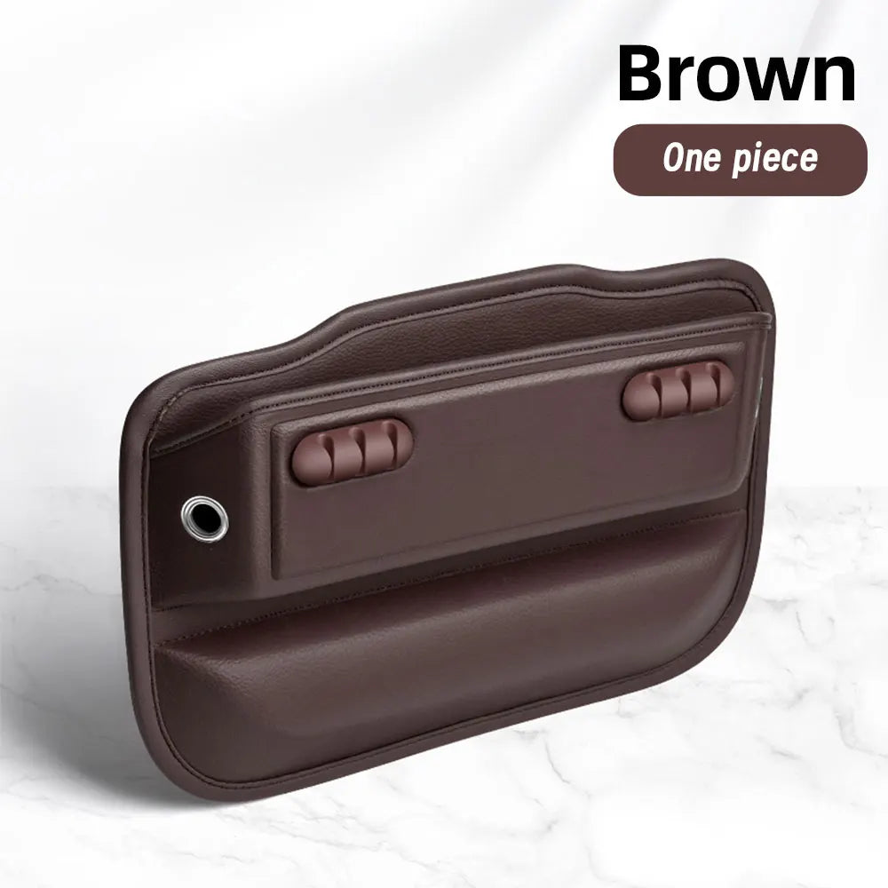 Car Seat Gap Storage Box Seat Gap Filler Leather Storage Organizer Cable Management Automotive Accessories Red Black Brow