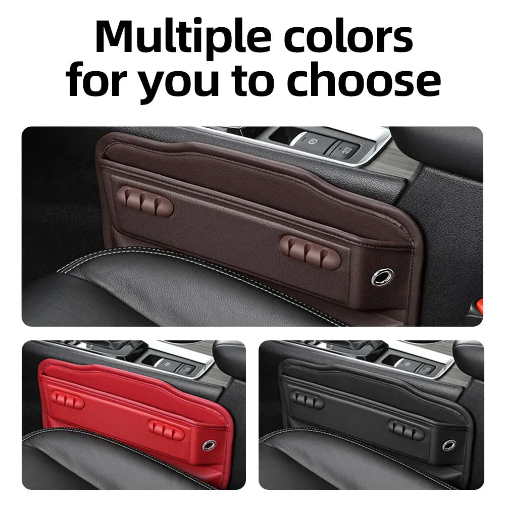 Car Seat Gap Storage Box Seat Gap Filler Leather Storage Organizer Cable Management Automotive Accessories Red Black Brow