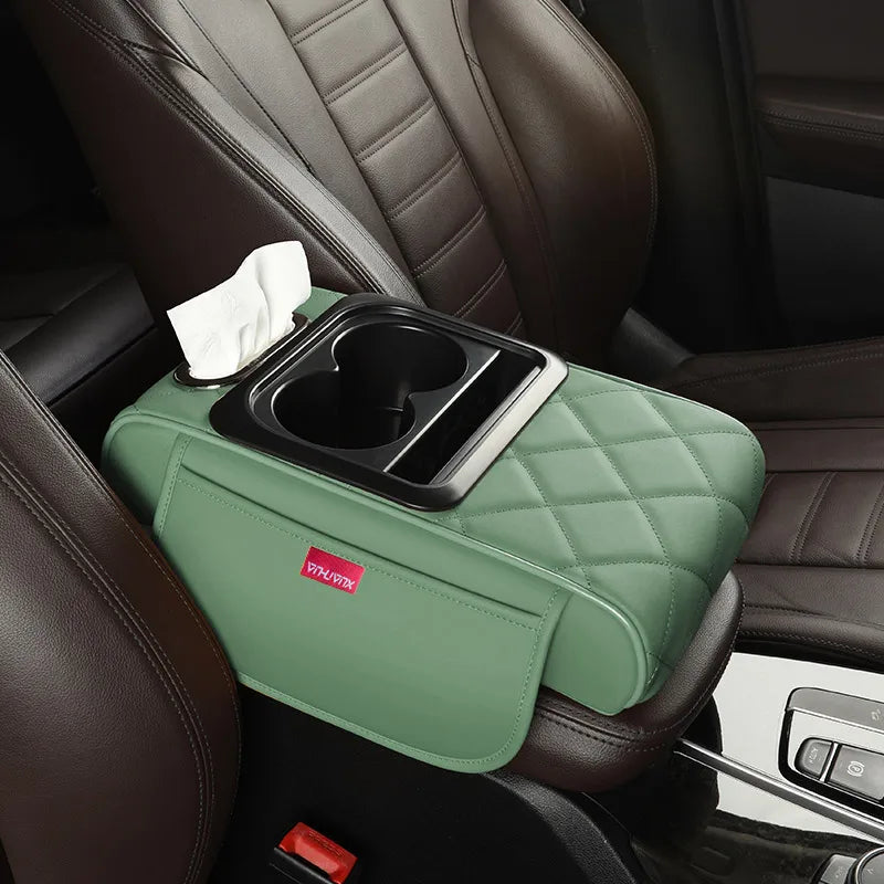 Multifunctional Side Storage Paper Box Increase Height Car Central Cushion Mat Car Accessories Universal Armrest Cover Leather
