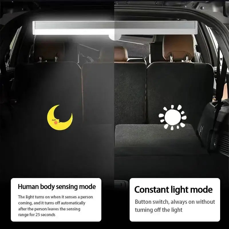 Car Sensor Light for Floor Trunk Hood USB Rechargeable Automatic Induction Light Bar Magnetic Maual/Sensing Mode Lamp