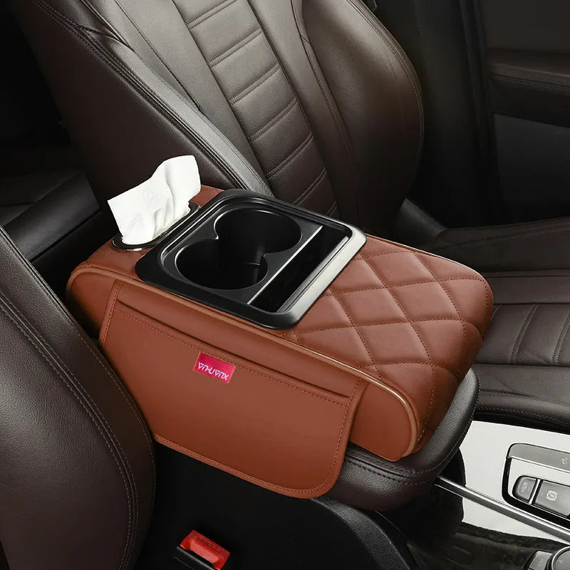 Multifunctional Side Storage Paper Box Increase Height Car Central Cushion Mat Car Accessories Universal Armrest Cover Leather