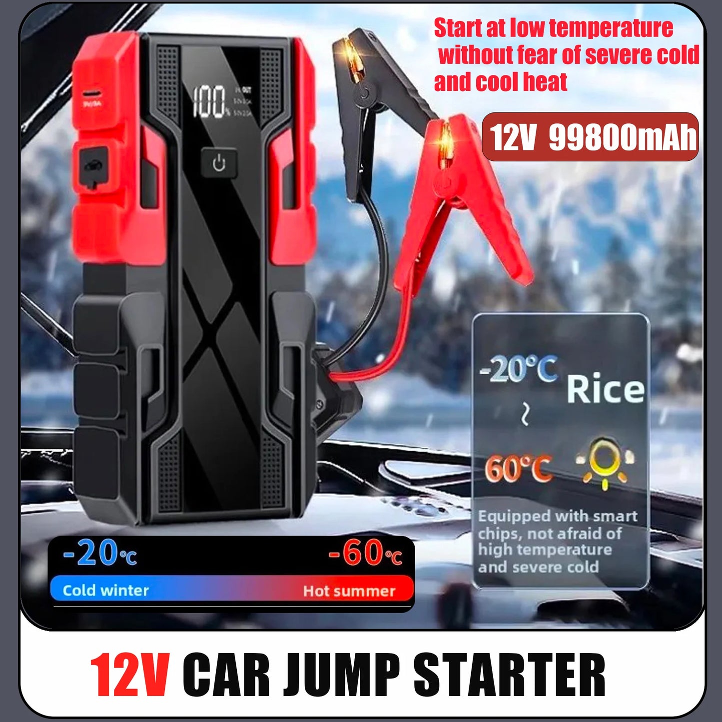 NEW 99800mAh Car Jump Starter Power Bank Car Booster Charger 12V Starting Device Car Emergency Booster