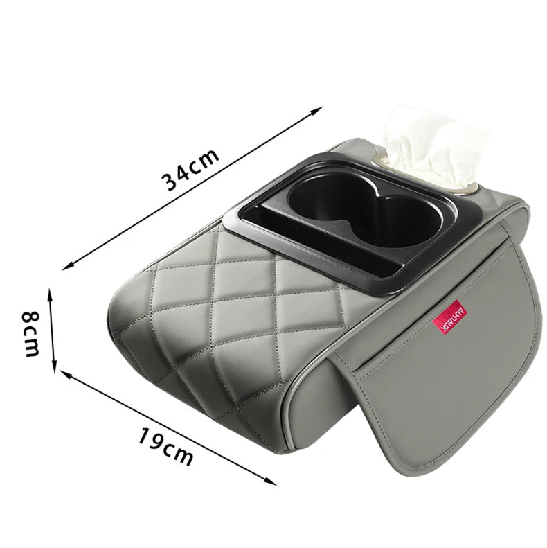 Multifunctional Side Storage Paper Box Increase Height Car Central Cushion Mat Car Accessories Universal Armrest Cover Leather