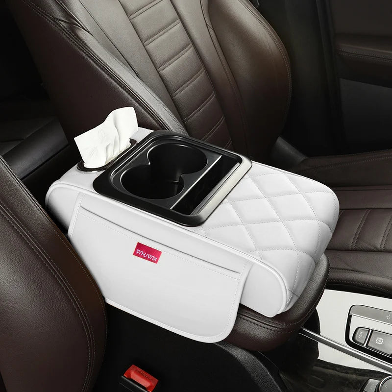 Multifunctional Side Storage Paper Box Increase Height Car Central Cushion Mat Car Accessories Universal Armrest Cover Leather