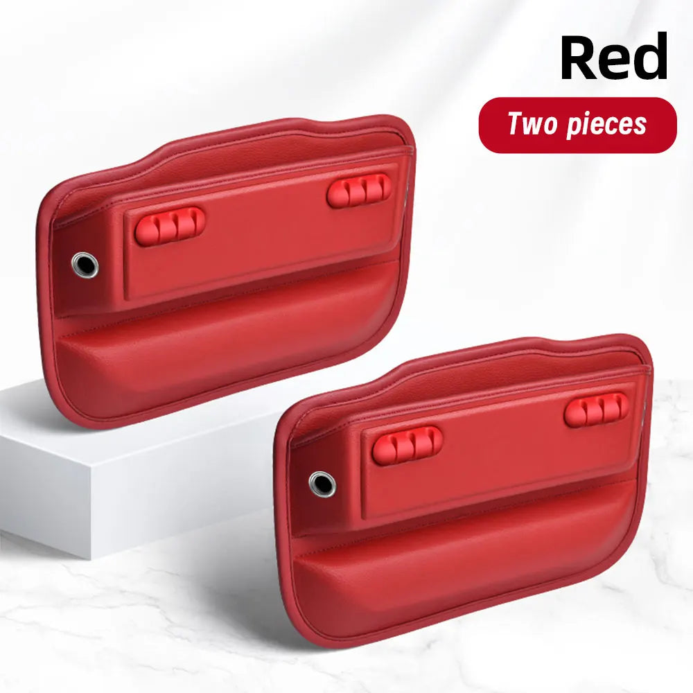 Car Seat Gap Storage Box Seat Gap Filler Leather Storage Organizer Cable Management Automotive Accessories Red Black Brow