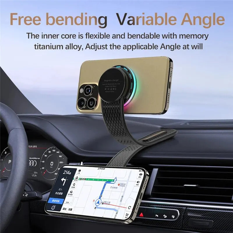 Magnetic Car Wireless Charger Car Phone Holder Mount Dashboard 15W Fast Car Charging for Macsafe iPhone 15 14 13 12 Pro Max Mini