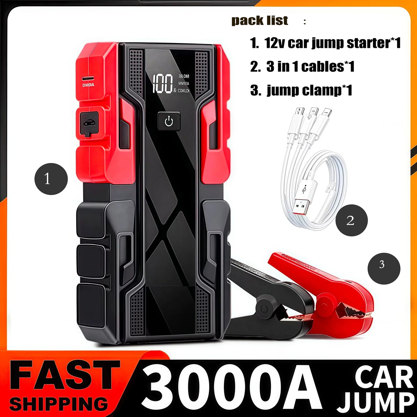 NEW 99800mAh Car Jump Starter Power Bank Car Booster Charger 12V Starting Device Car Emergency Booster