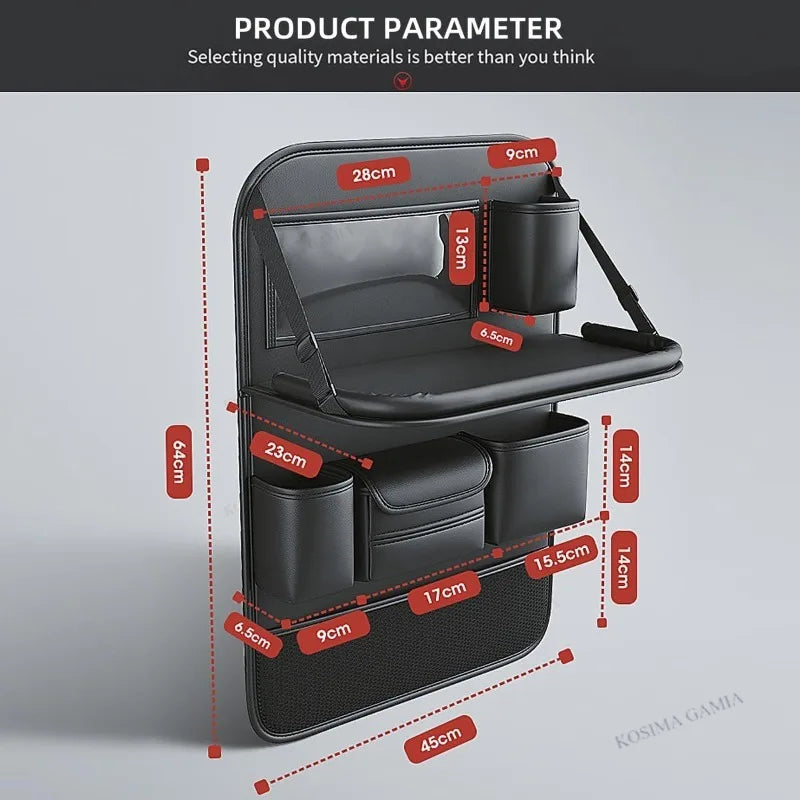 Car Seat Back Organizer Auto Back Seat Storage Bag with Foldable Table Tray Tablet Holder Tissue Box Multi Pocket Organizer Bag