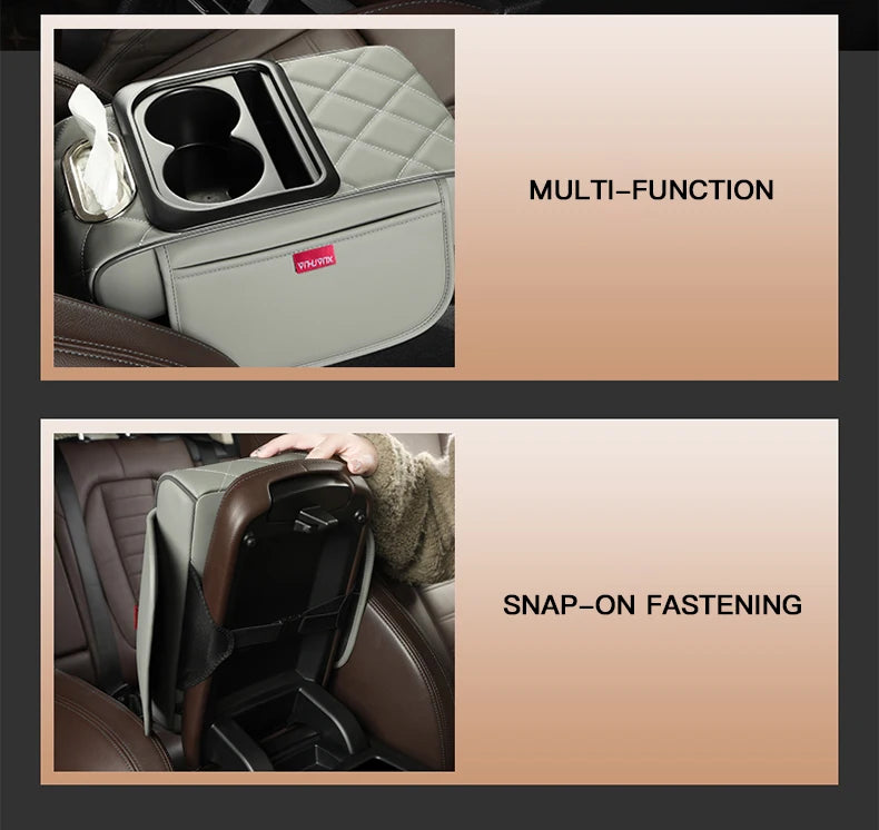 Multifunctional Side Storage Paper Box Increase Height Car Central Cushion Mat Car Accessories Universal Armrest Cover Leather