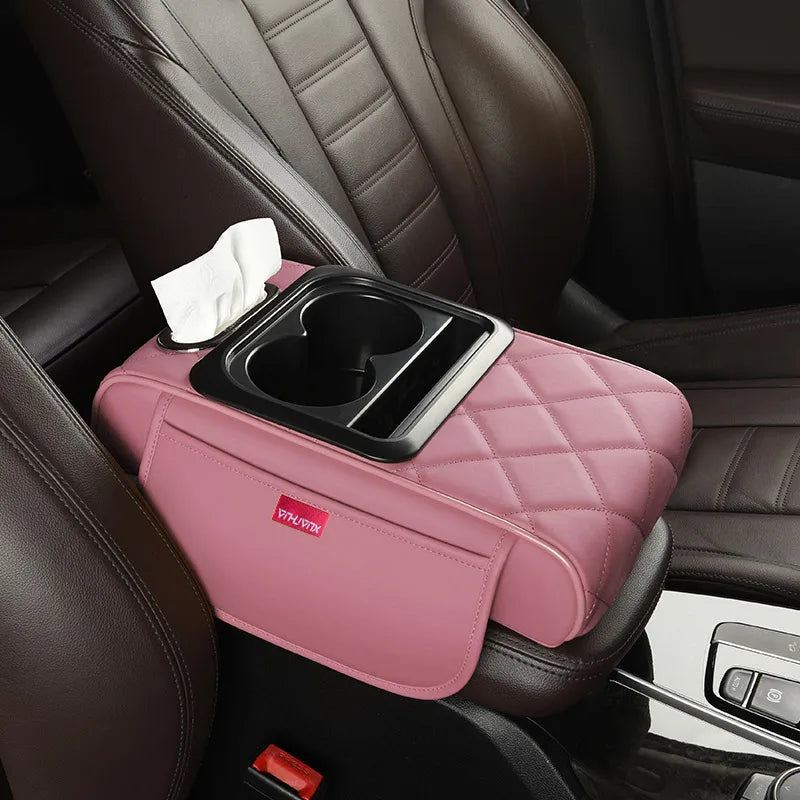 Multifunctional Side Storage Paper Box Increase Height Car Central Cushion Mat Car Accessories Universal Armrest Cover Leather
