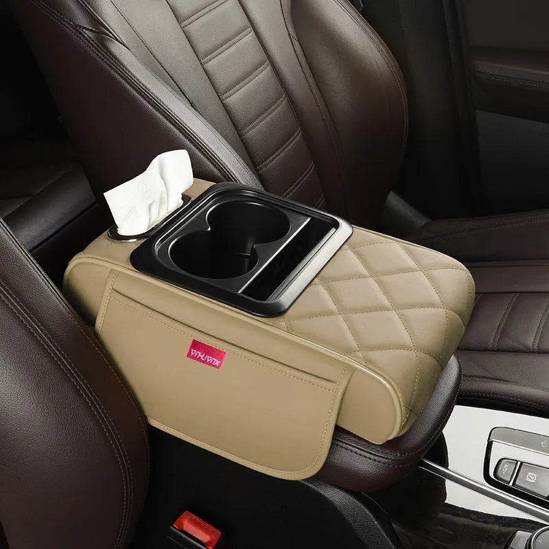 Multifunctional Side Storage Paper Box Increase Height Car Central Cushion Mat Car Accessories Universal Armrest Cover Leather