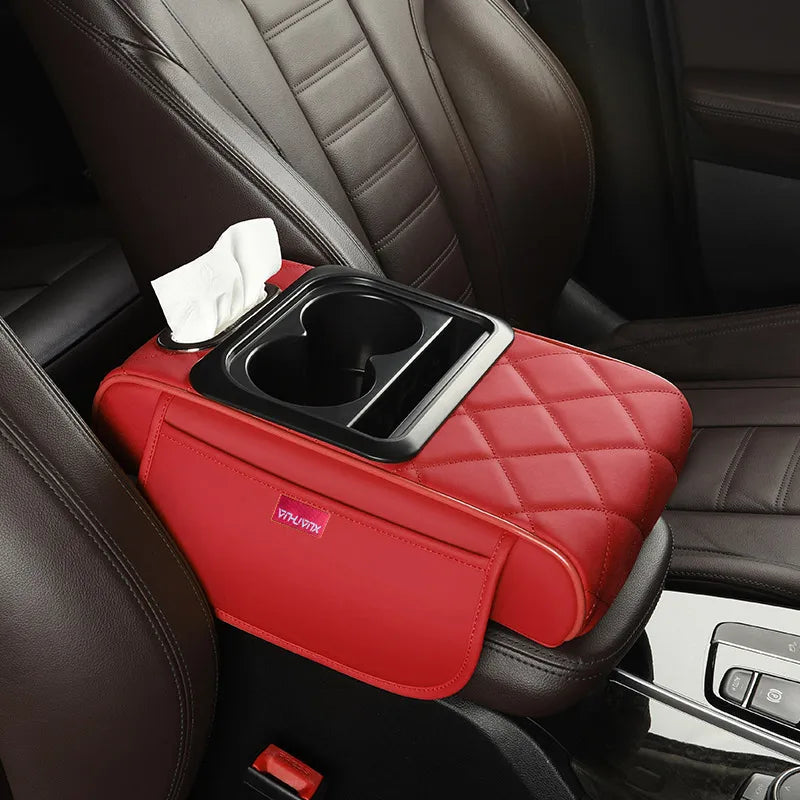 Multifunctional Side Storage Paper Box Increase Height Car Central Cushion Mat Car Accessories Universal Armrest Cover Leather