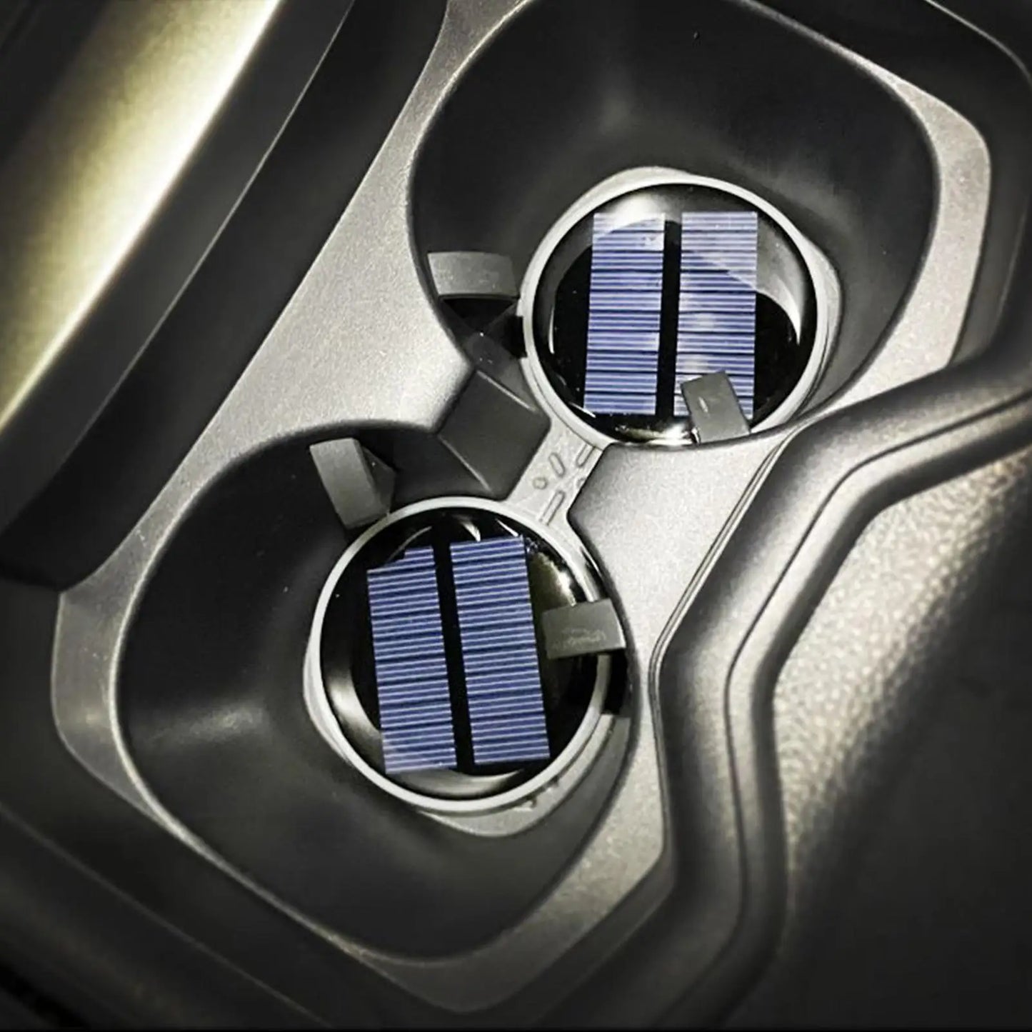 LED Cup Holder Lights 1 Pair 7-Color Solar USB Charging Auto Supplies Car Coasters for Atmosphere Lighting Charging