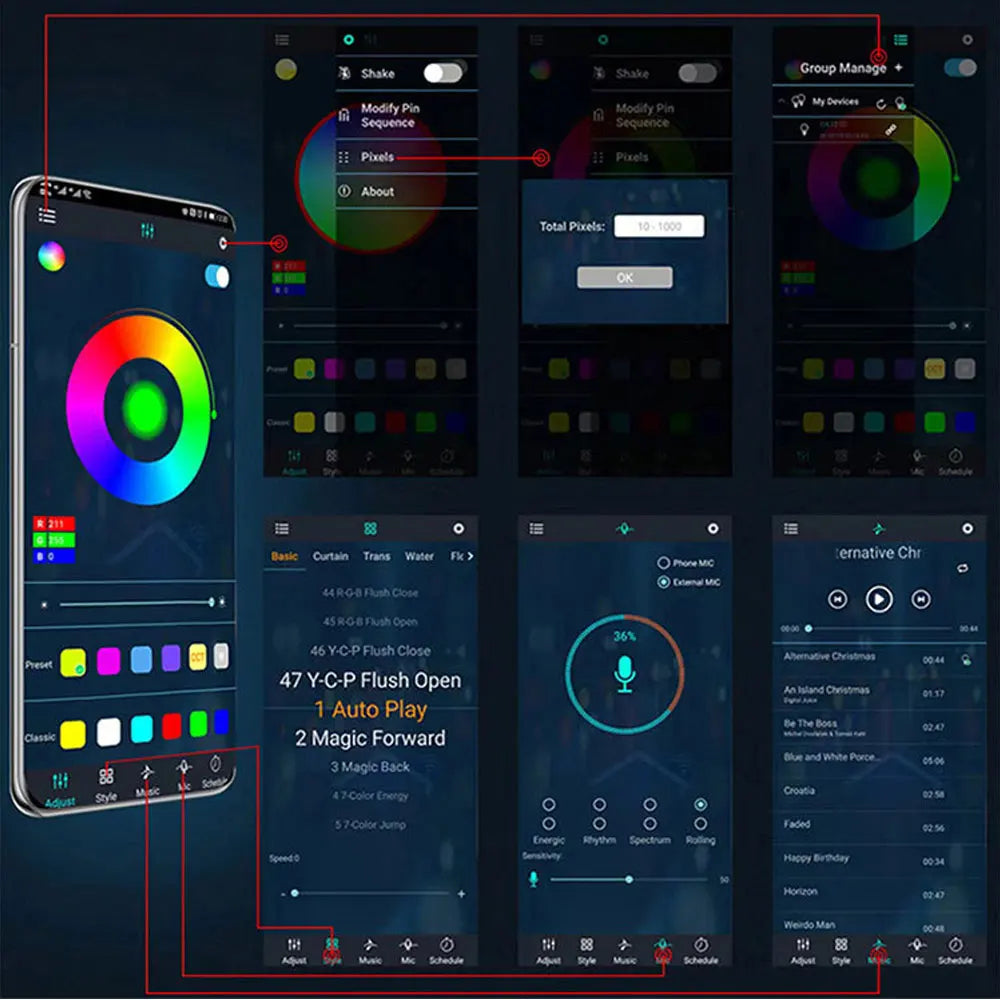 Symphonic APP Control 256 Colours LED Skylight Ambient Light Atmosphere Sunroof Light Car Roof Panoramic Skylight Ambient Light
