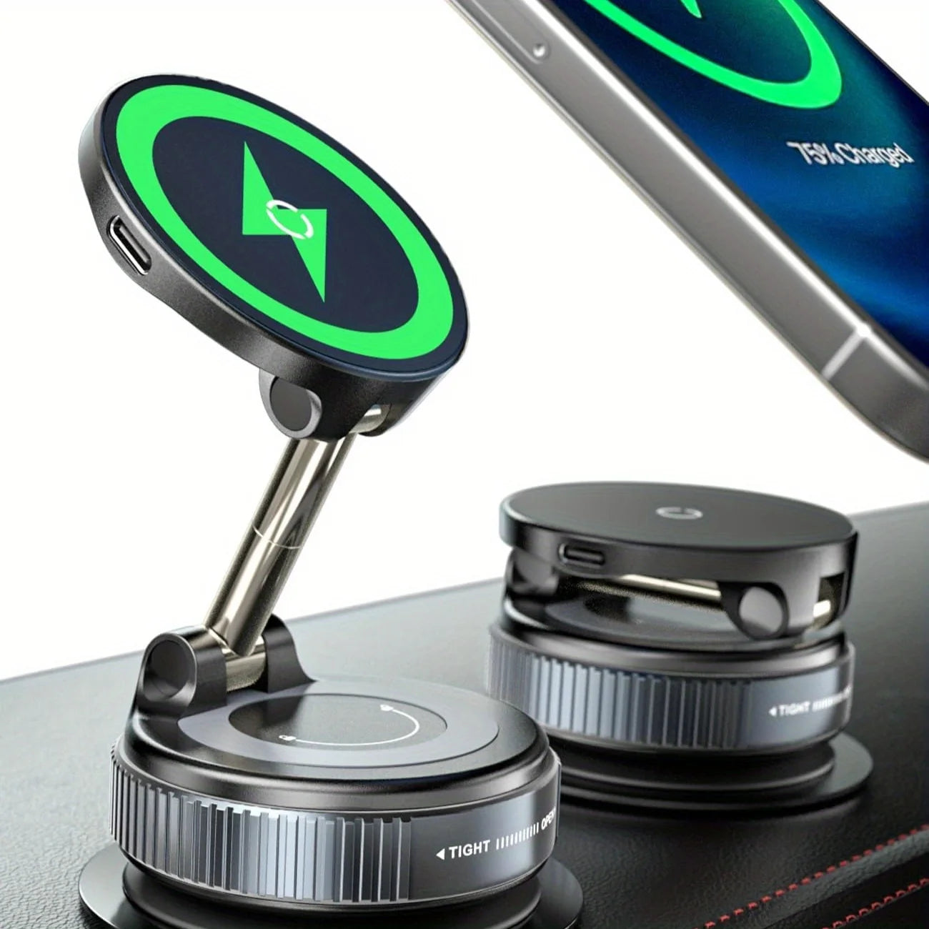 15W Wireless Charger Magnetic Car Phone Holder for Dashboard/Windshield/Smooth Surface [Compatible with MagSafe]