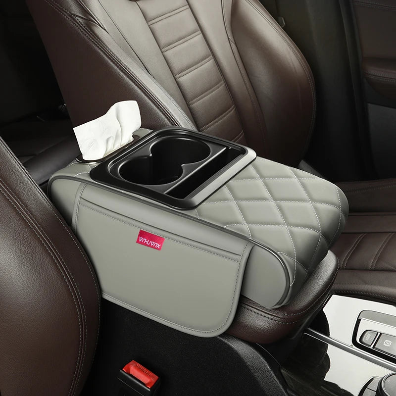 Multifunctional Side Storage Paper Box Increase Height Car Central Cushion Mat Car Accessories Universal Armrest Cover Leather