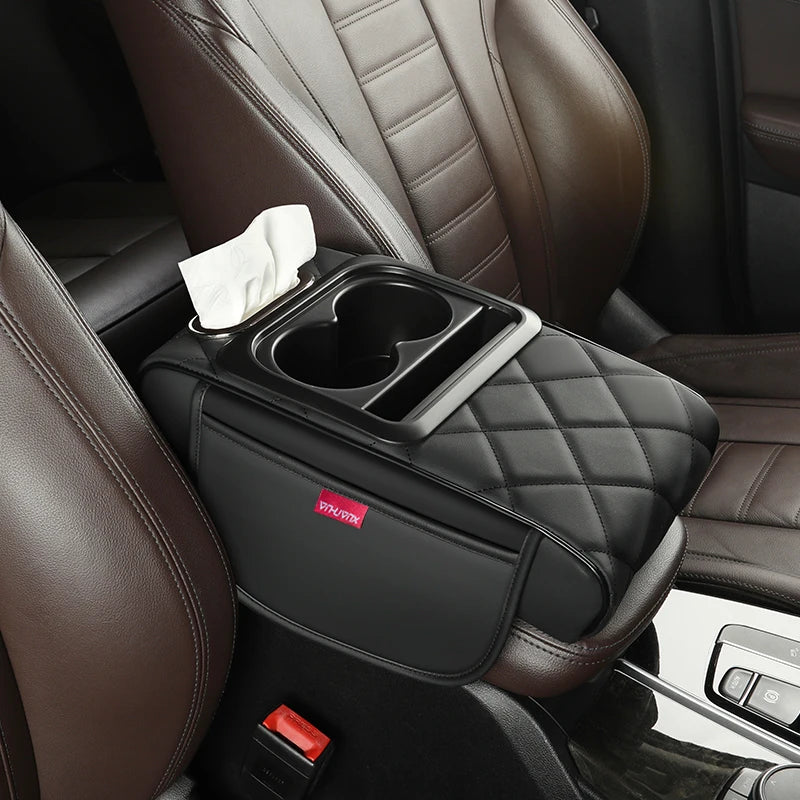 Multifunctional Side Storage Paper Box Increase Height Car Central Cushion Mat Car Accessories Universal Armrest Cover Leather