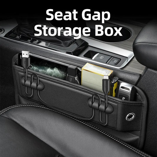 Car Seat Gap Storage Box Seat Gap Filler Leather Storage Organizer Cable Management Automotive Accessories Red Black Brow