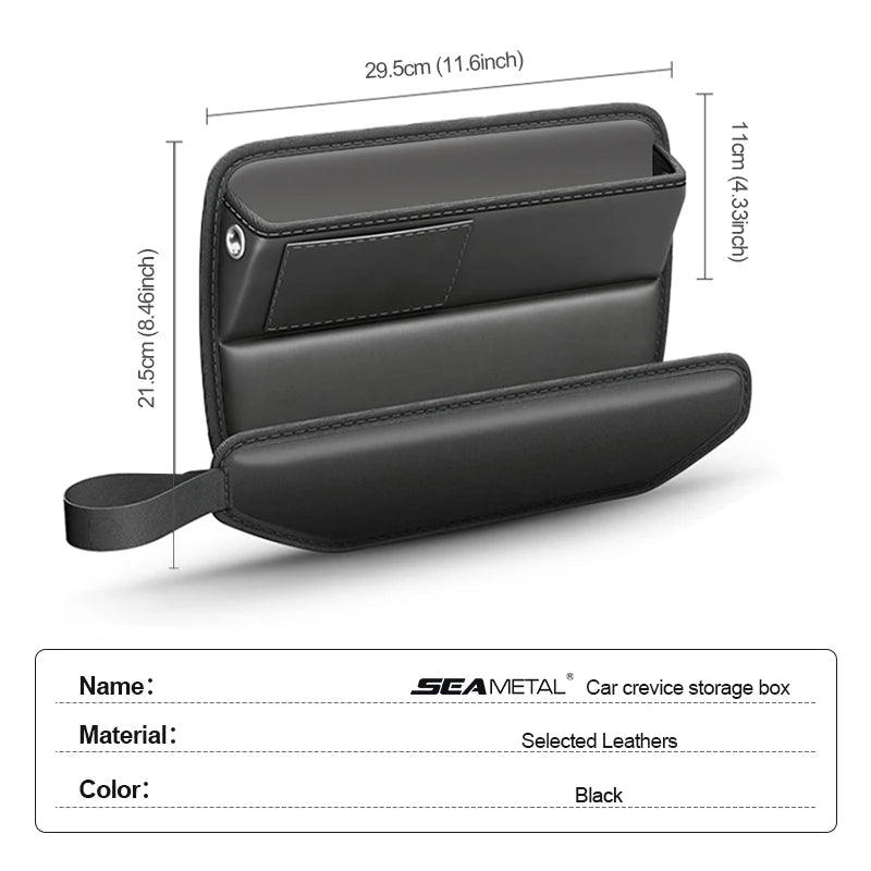 SEAMETAL Car Seats Gap Storage Bag PU Leather Auto Console Side Pocket Universal Car Seat Crevice Storage Box Slit Gap Filler