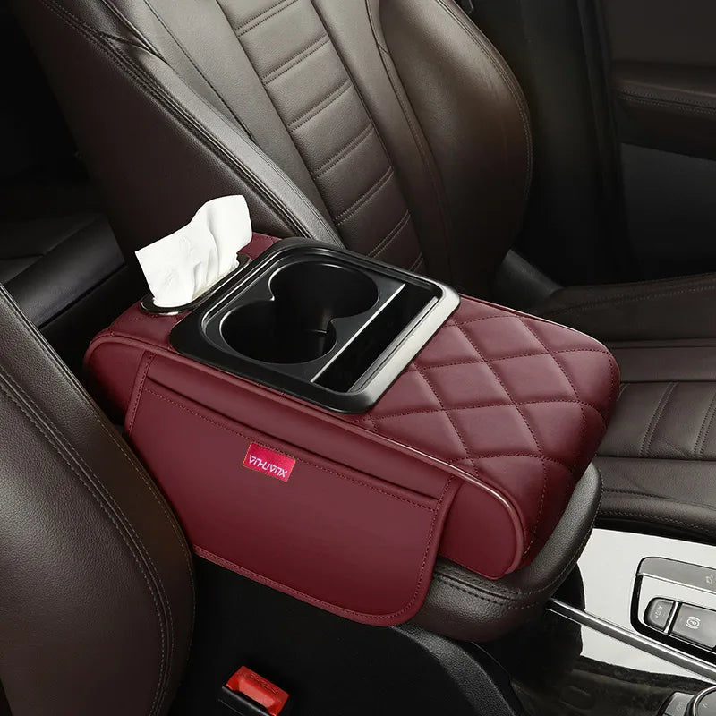 Multifunctional Side Storage Paper Box Increase Height Car Central Cushion Mat Car Accessories Universal Armrest Cover Leather