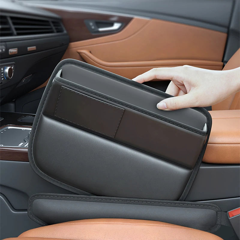 SEAMETAL Car Seats Gap Storage Bag PU Leather Auto Console Side Pocket Universal Car Seat Crevice Storage Box Slit Gap Filler