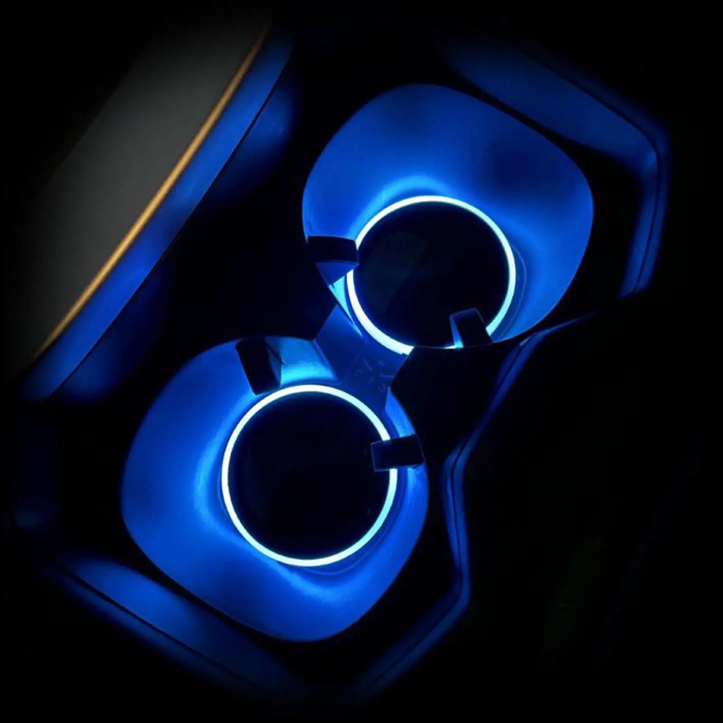 LED Cup Holder Lights 1 Pair 7-Color Solar USB Charging Auto Supplies Car Coasters for Atmosphere Lighting Charging