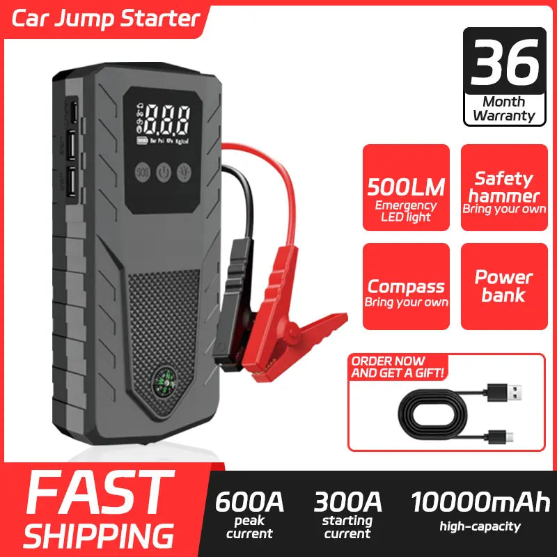 2000A Car Jump Starter Power Bank Car Battery Emergency Booster for Starter Portable 12V Auto Starting Device Petrol Diesel