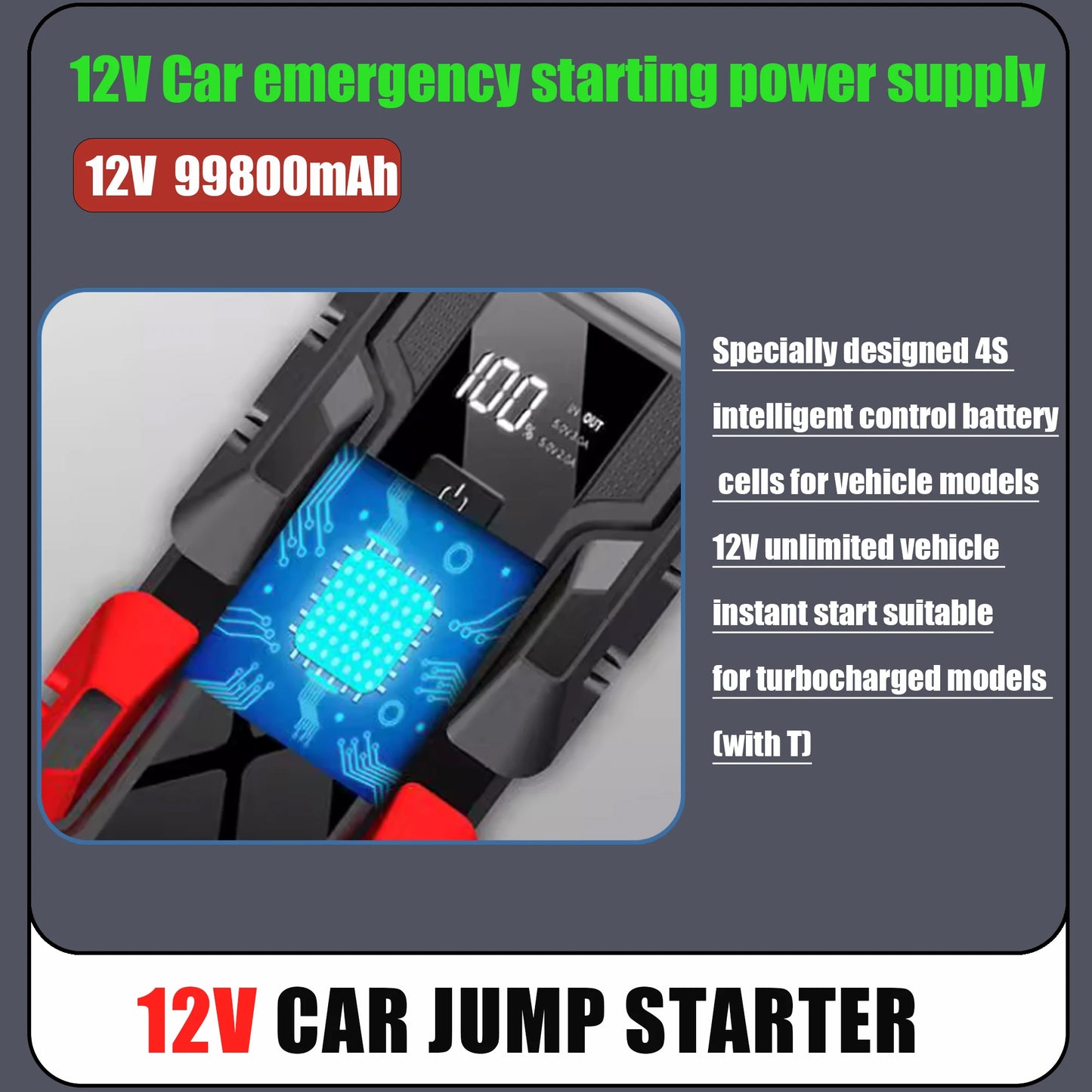 NEW 99800mAh Car Jump Starter Power Bank Car Booster Charger 12V Starting Device Car Emergency Booster