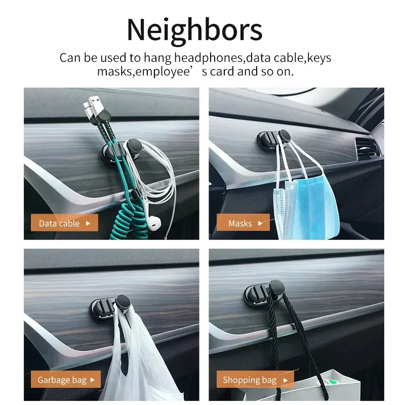 Car Hook USB Cables Organizers Desktop Self Adhesive Data Cable Auto Fastener Clip For Key Bag Auto Storage Organizer