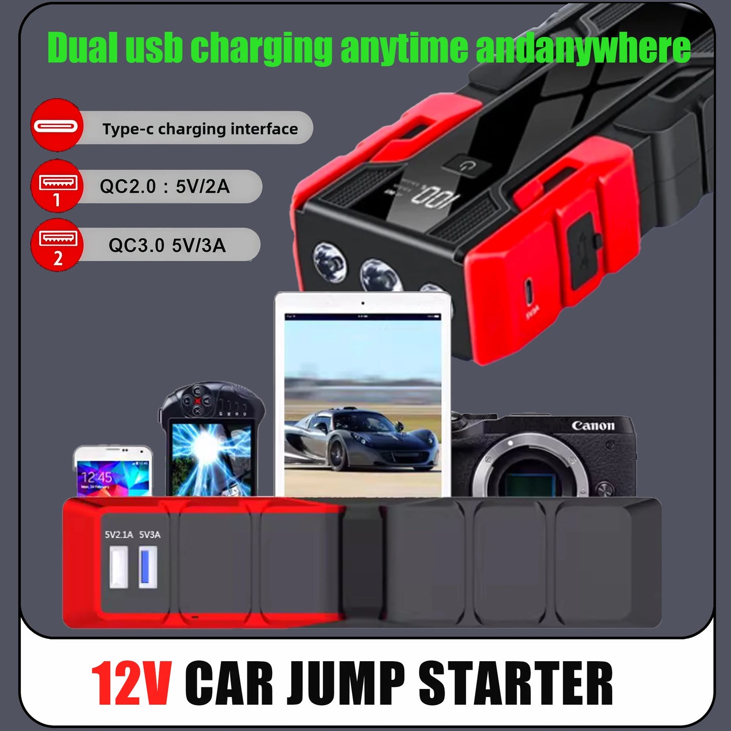 NEW 99800mAh Car Jump Starter Power Bank Car Booster Charger 12V Starting Device Car Emergency Booster