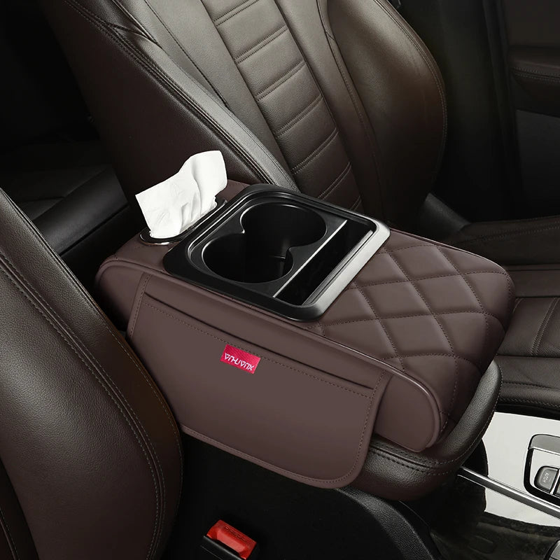 Multifunctional Side Storage Paper Box Increase Height Car Central Cushion Mat Car Accessories Universal Armrest Cover Leather