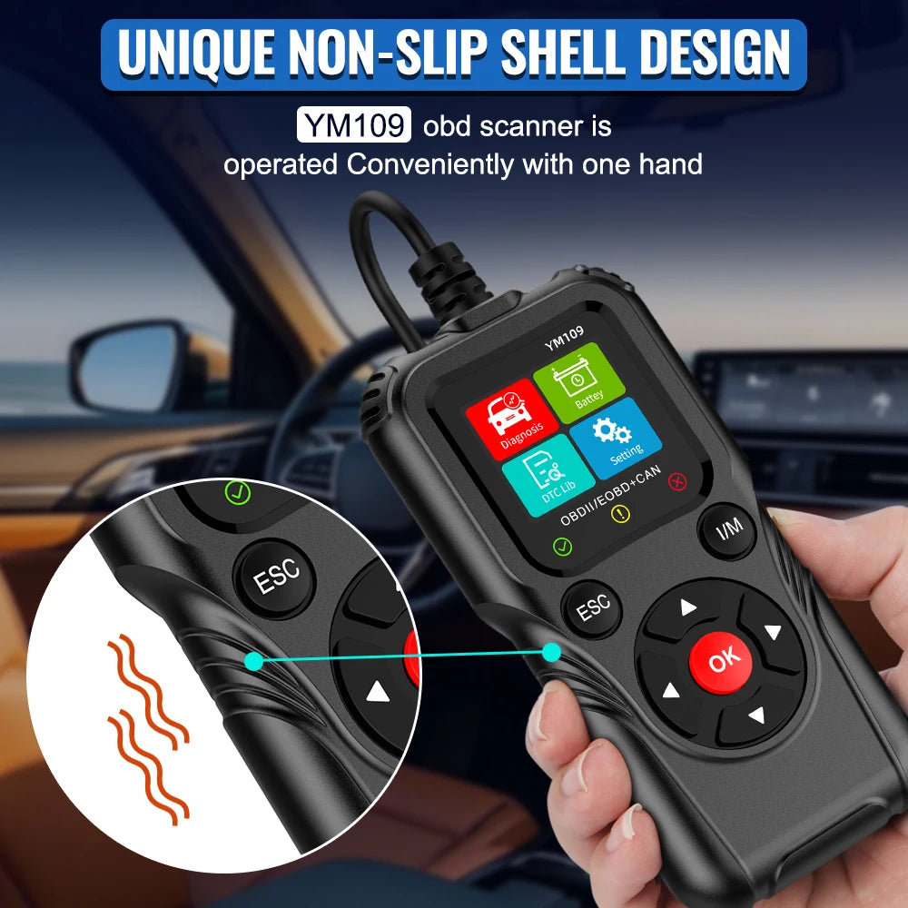 Fault Code Clear Check Engine System Car Diagnostic Tools OBD II EOBD Scanner Car OBD2 Code Reader Battery Tester YM109