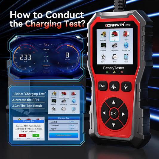 Car Battery Tester 12V 24V Digital Auto Battery Analyzer Diagnostic Tool for Vehicles Trucks Motorcycles